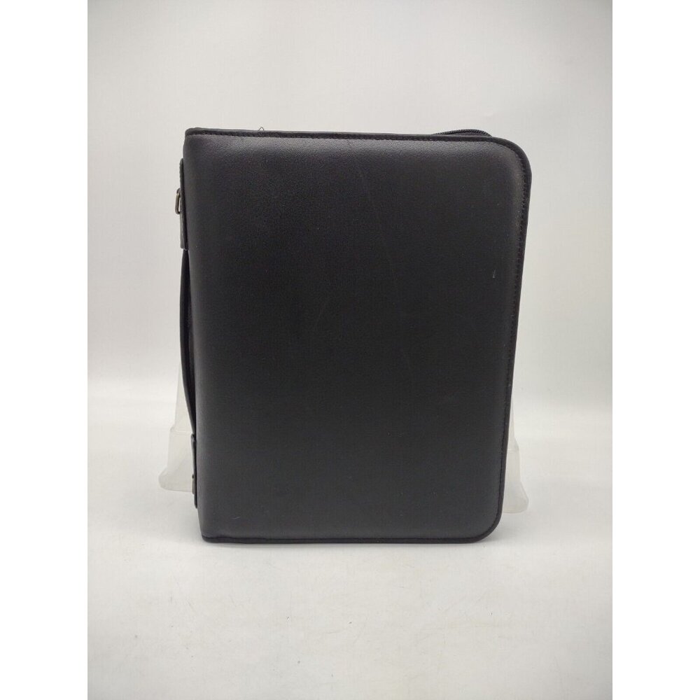 Vintage DAY-TIMER Black Leather Planner 3 Ring Binder Notebook Zip 9x11 Inches